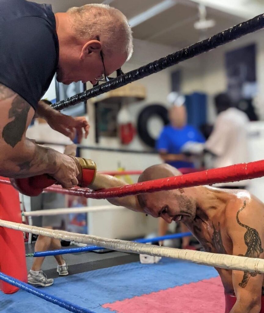 Gerry helping out a boxer